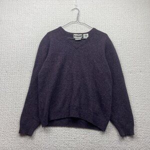 Retreat Sweater Wom XL Purple LambsWool Grandpa Pullover Jumper Knit Cozy Preppy